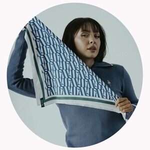 Fore All Golf Blue & White FA Pattern Scarf Hole In One Hanky Handkerchief